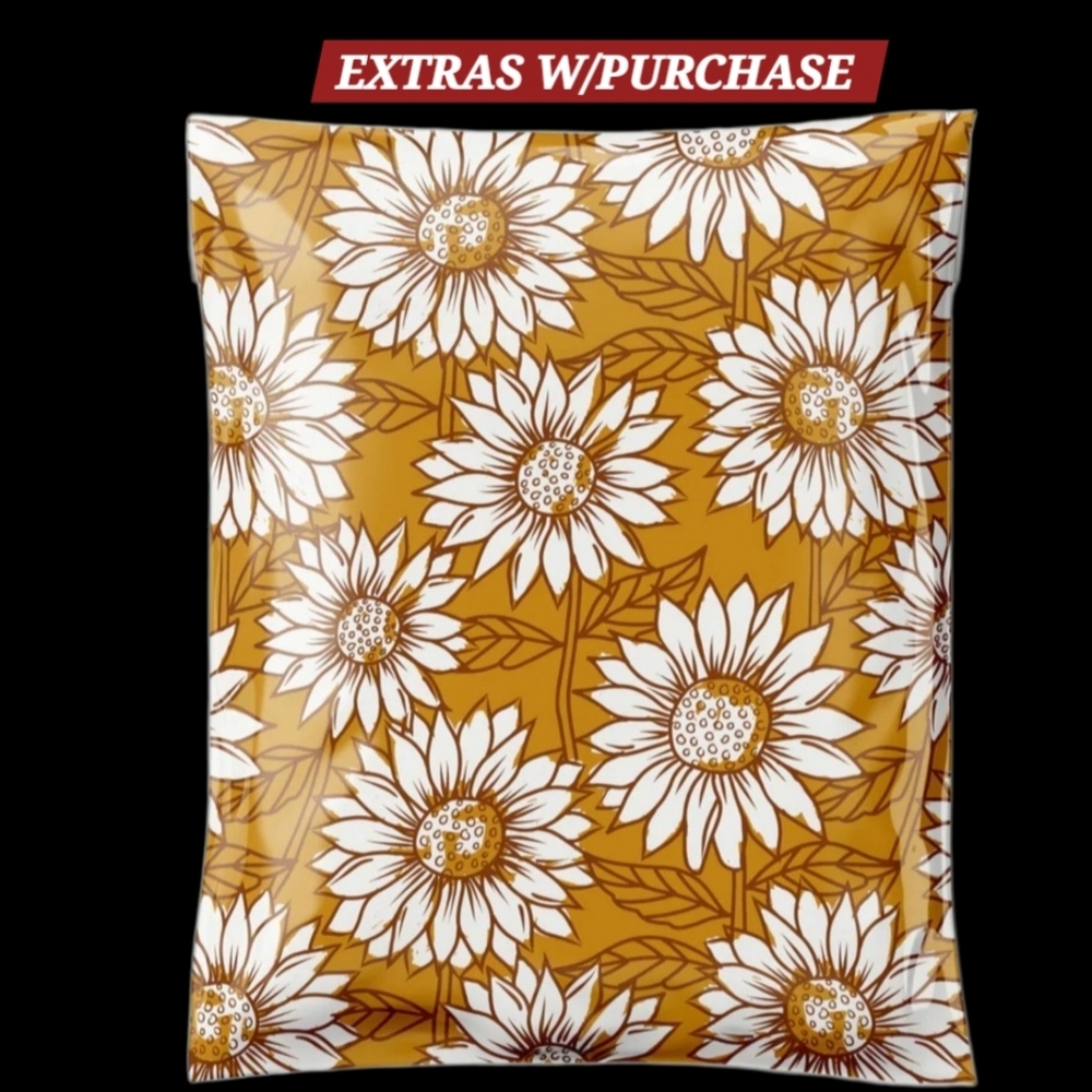 15ct. 14.5x19 Polymailers Sunflowers Random Thank You Cards/Stickers - Picture 5 of 5